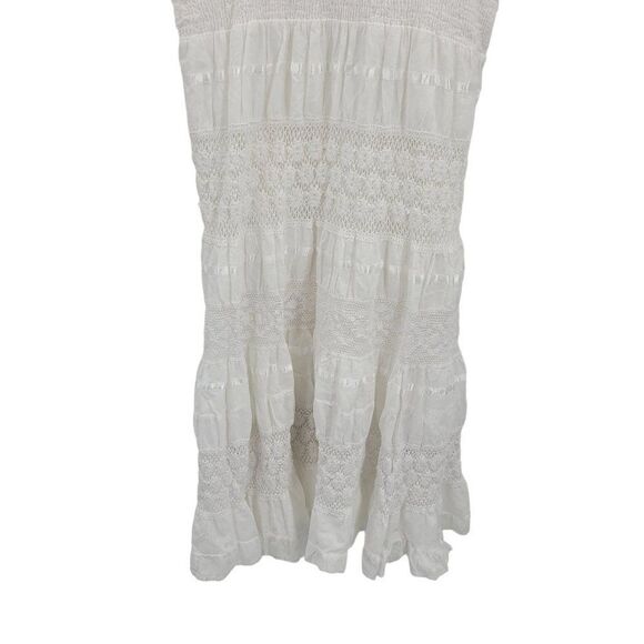 80's Magic Dress Boho Hippy Cottage Core Spaghetti Midi Tired Lace White 3X - Picture 6 of 11